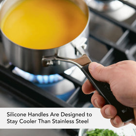 KitchenAid 71018 saucepan with silicone grip handle stays cooler while cooking