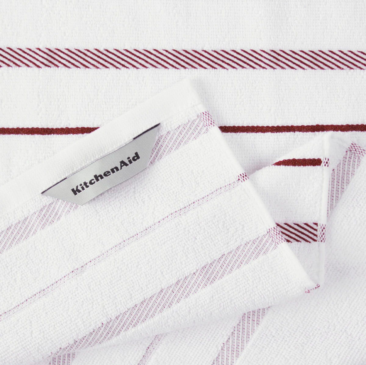 KitchenAid Albany towel used as placemats on a kitchen table.