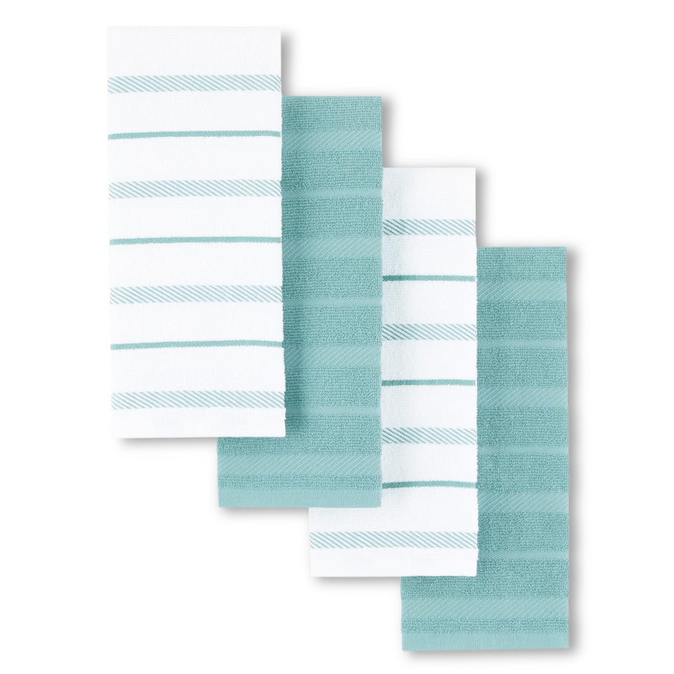 KitchenAid Albany solid aqua towel, highly absorbent for spills and dish drying.