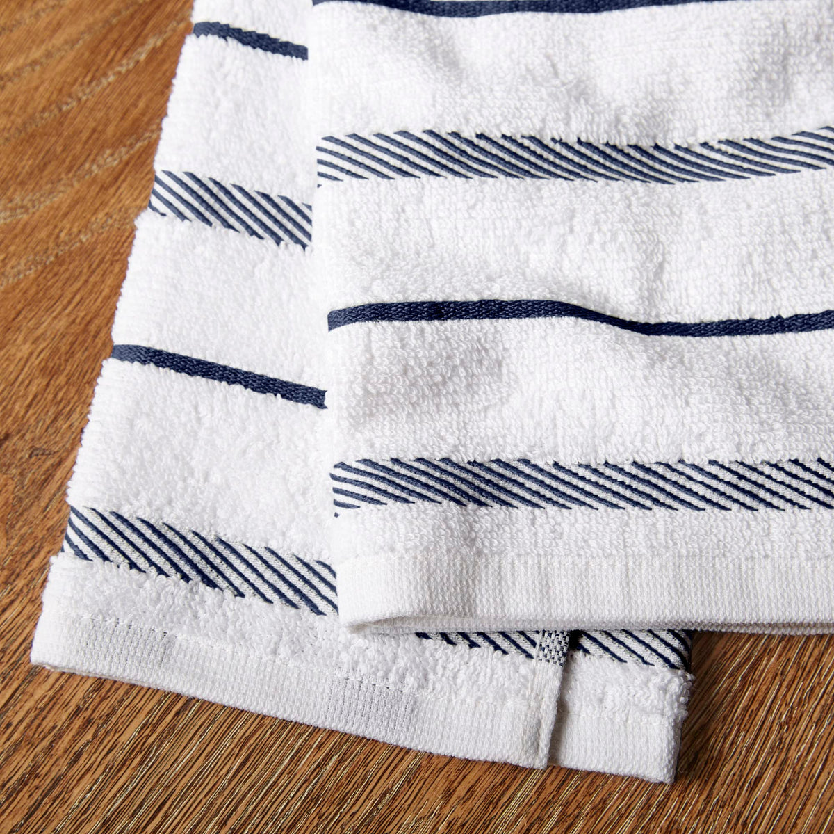 KitchenAid Albany striped blue-white towel durable for daily chores.