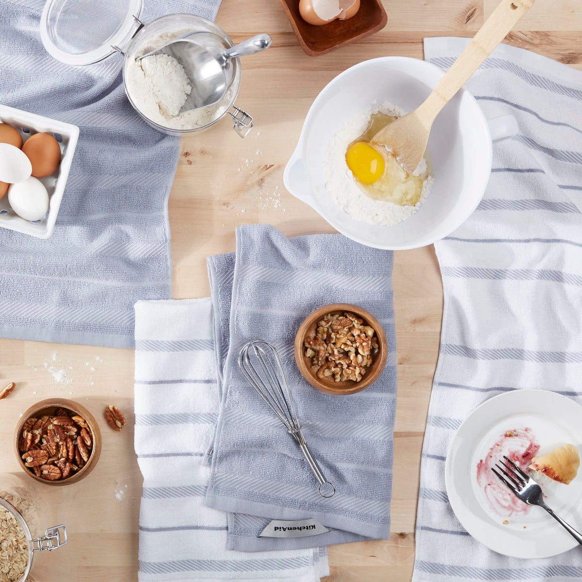 KitchenAid Albany solid cream towel, soft and durable for daily drying.