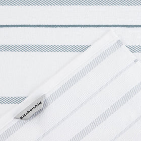 KitchenAid Albany striped towels as placemats for a coordinated kitchen