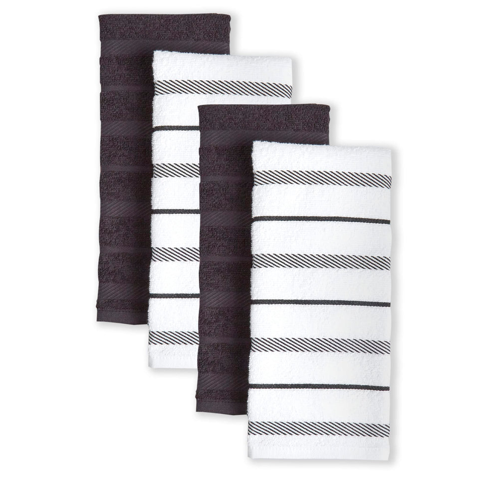 KitchenAid Albany solid black towel 16x26 for quick spill cleanup.