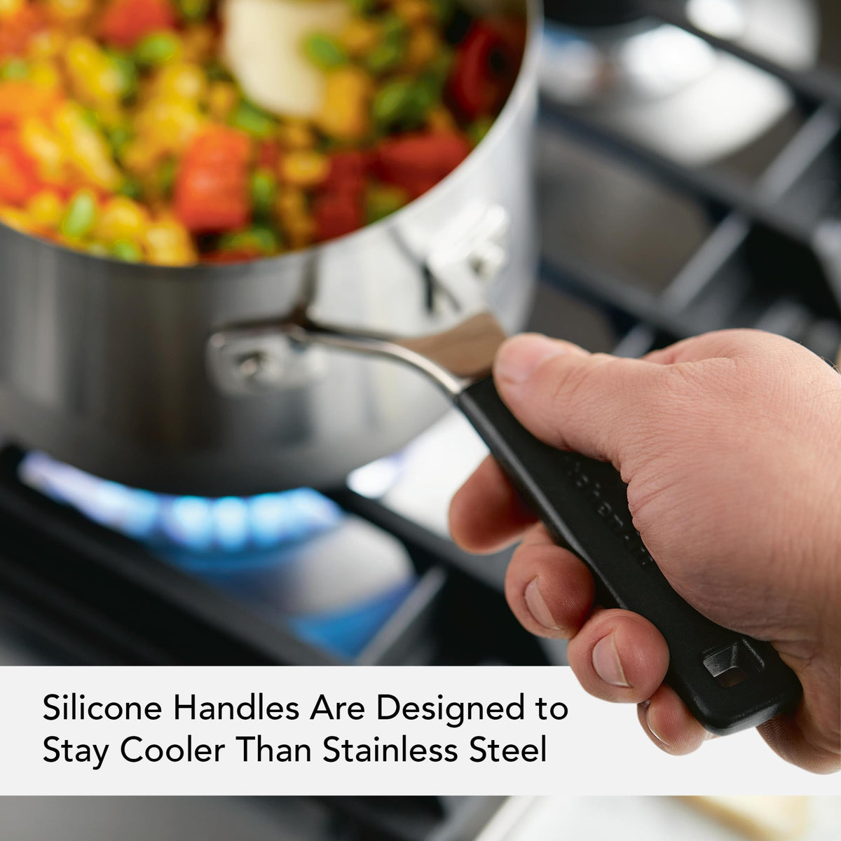 KitchenAid aluminum-core base highlights efficient heat diffusion