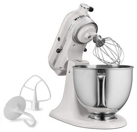 KitchenAid Artisan 5-Qt mixer bowl with handle for large-batch mixing.