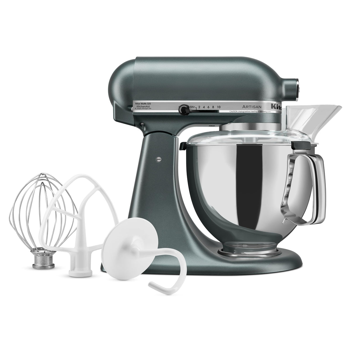 KitchenAid Artisan 5-Quart stainless steel bowl with handle, ideal for easy pouring and confident mixing.