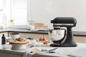 KitchenAid Artisan mixer control showing 10 speeds for precise mixing