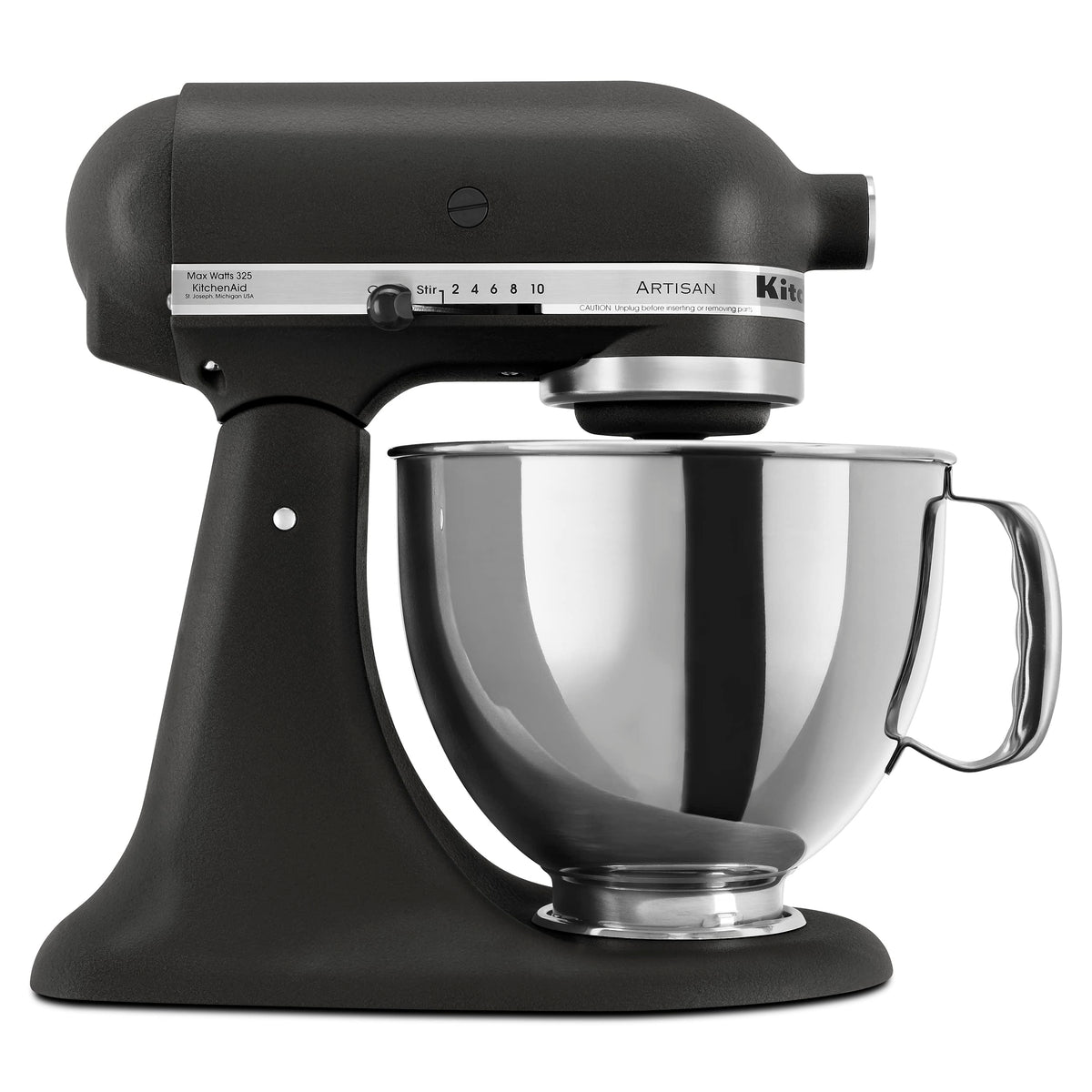 KitchenAid Artisan mixer with pouring shield for clean batter transfer
