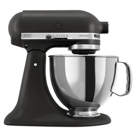 KitchenAid Artisan mixer with pouring shield for clean batter transfer