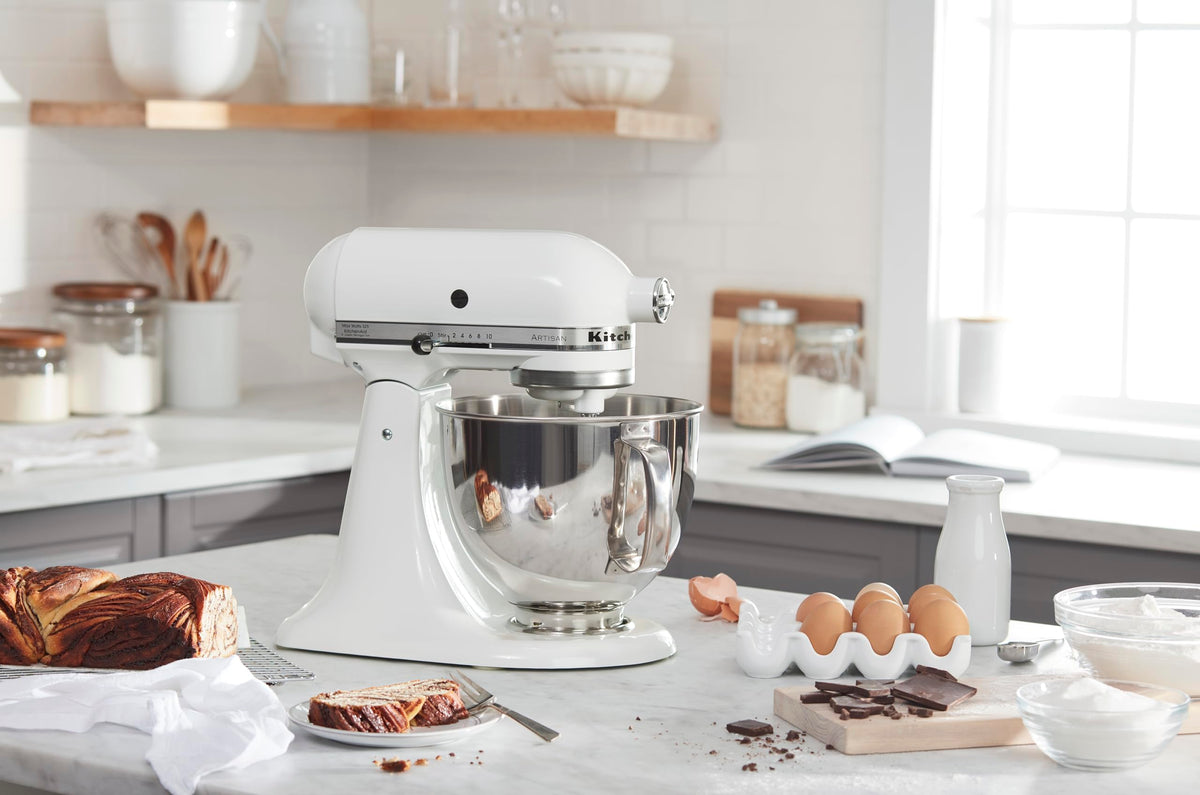 KitchenAid Artisan 6-wire whip for fluffy cream and meringue textures.