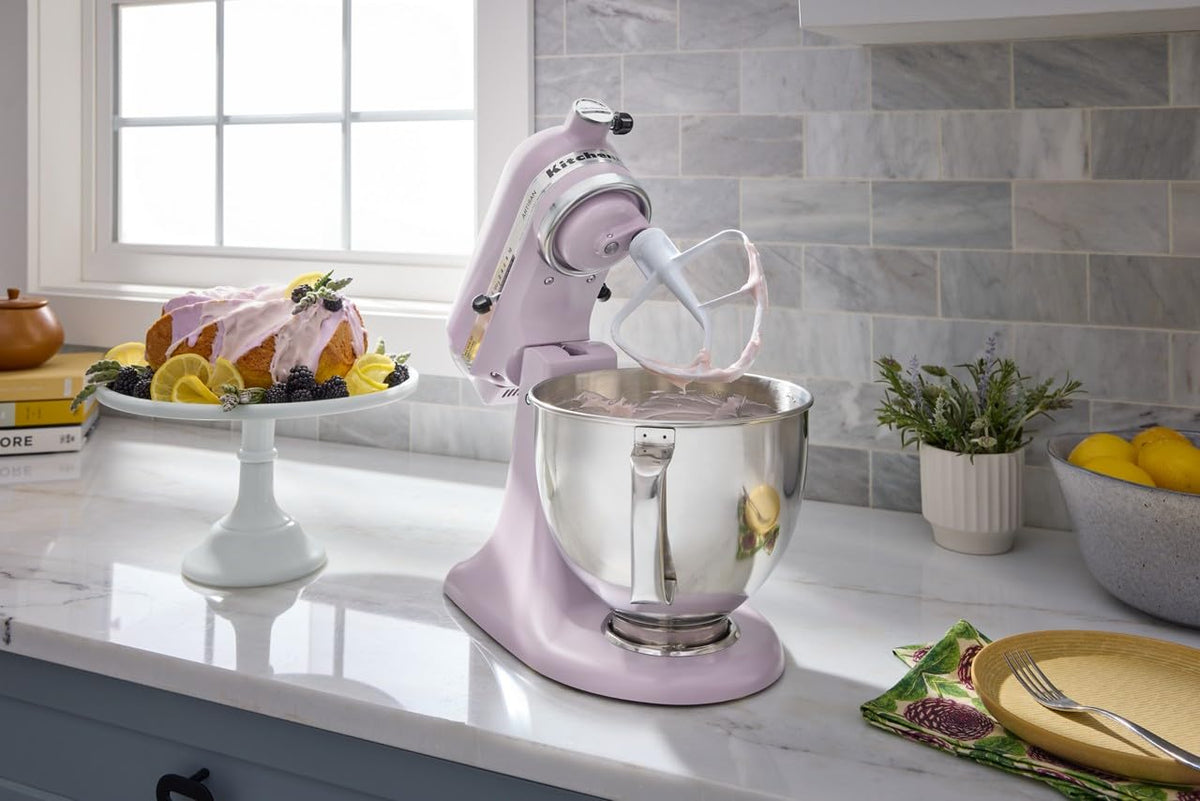 KitchenAid countertop setup showing mixer as culinary centerpiece.