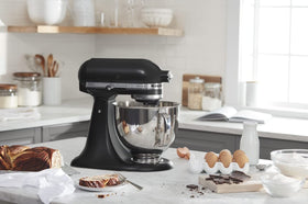 Matte black KitchenAid Artisan blends into modern kitchens and inspires cooking.