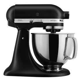 KitchenAid Artisan Tilt-Head Mixer with pouring shield for easy ingredient addition and mess-free pouring.