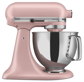 KitchenAid Artisan tilt-head mixer with pouring shield for mess-free pouring and easy access.