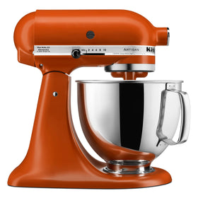 KitchenAid Artisan tilt head mixer with pouring shield for cleaner pouring.