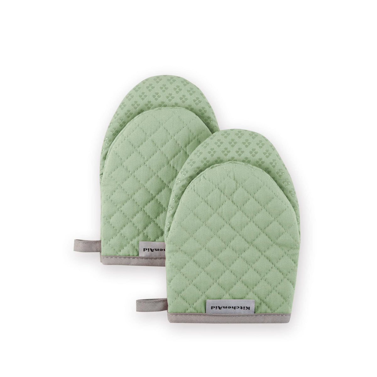 KitchenAid Asteroid mini mitts pistachio close-up showing heat-resistant grip