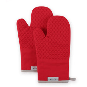 KitchenAid Asteroid oven mitts fire red pair protect hands while handling hot cookware.