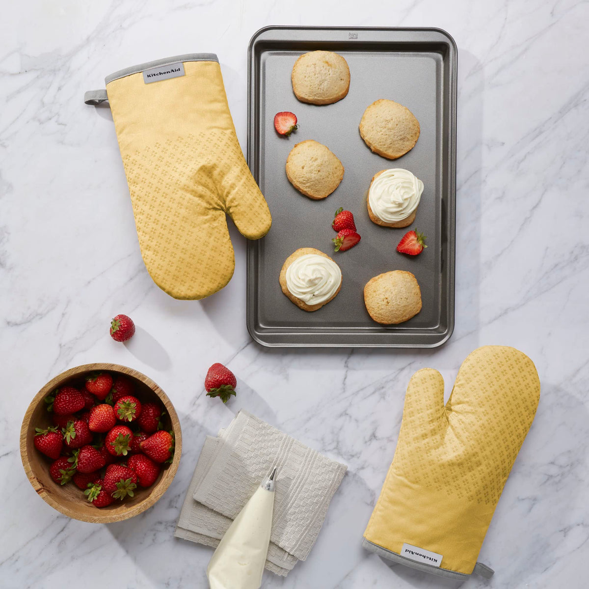 KitchenAid Asteroid mitts featuring textured silicone grips for secure handling