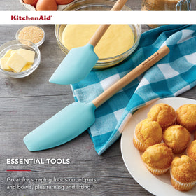 KitchenAid Bamboo Spatula Set silicone head heat resistance up to 500F for safe cooking