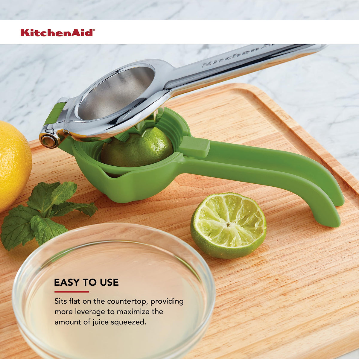 KitchenAid press features dishwasher-safe construction for easy cleanup.