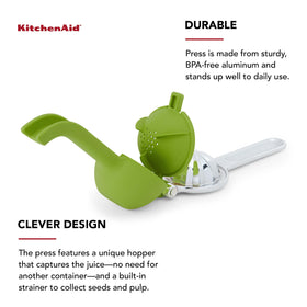 KitchenAid press with pour spout eases pouring without drips.