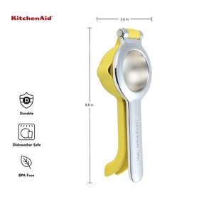KitchenAid citrus press with integrated spout for easy pouring.