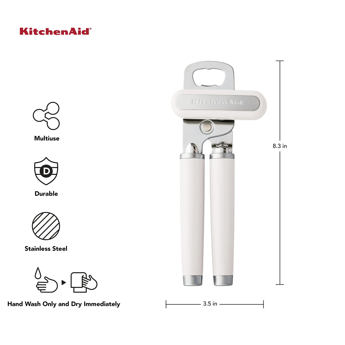 KitchenAid Classic can opener showing the oversized ergonomic knob for easy turning.