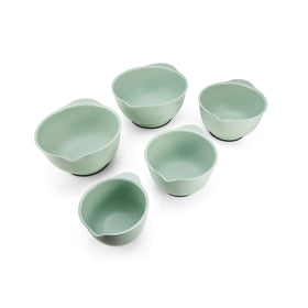 KitchenAid Pistachio bowls with non-slip bases stay steady during mixing.