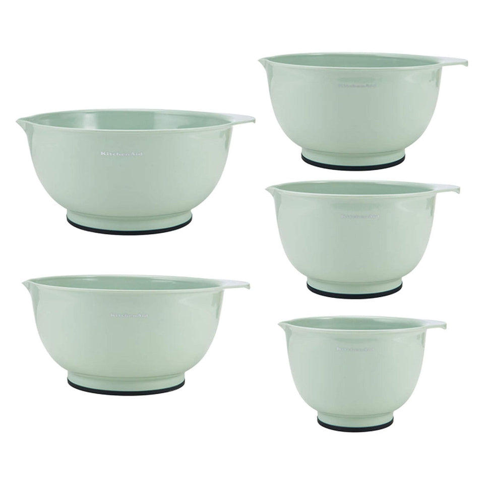 KitchenAid Pistachio Classic Mixing Bowls set of five for versatile prep.