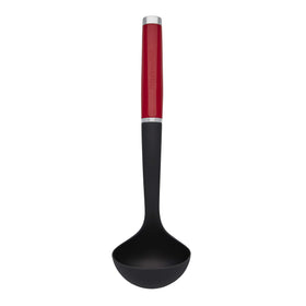 KitchenAid nylon ladle with debossed logo handle for comfortable grip.