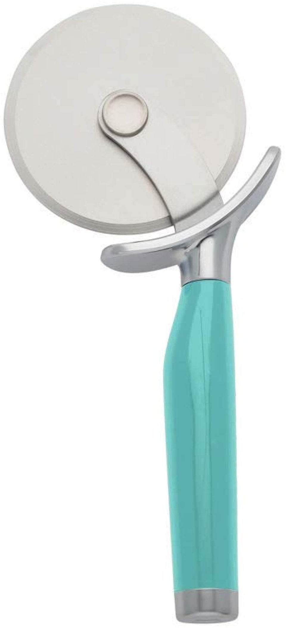 KitchenAid Classic Pizza Wheel angle view with ergonomic handle and finger guard for safe slicing.