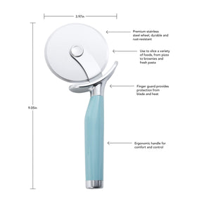 KitchenAid Classic Pizza Wheel handle in aqua sky with comfortable grip.