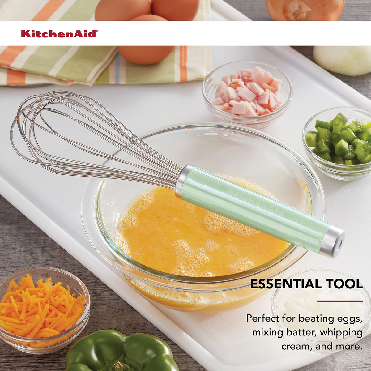 Dishwasher-safe KitchenAid whisk for easy cleanup