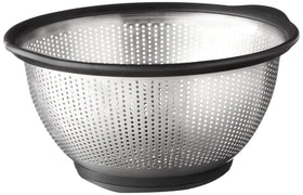 KitchenAid colander 5 qt in black front view for sturdy rinsing and easy handling.
