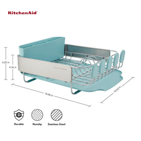KitchenAid compact dish rack with angled drainboard directs water into the sink.
