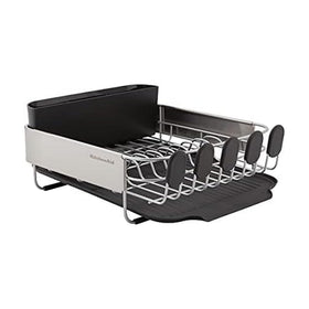 KitchenAid compact dish rack main view in black with space-saving design.