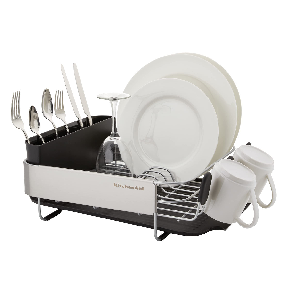 KitchenAid compact dish rack featuring rust-resistant wires.