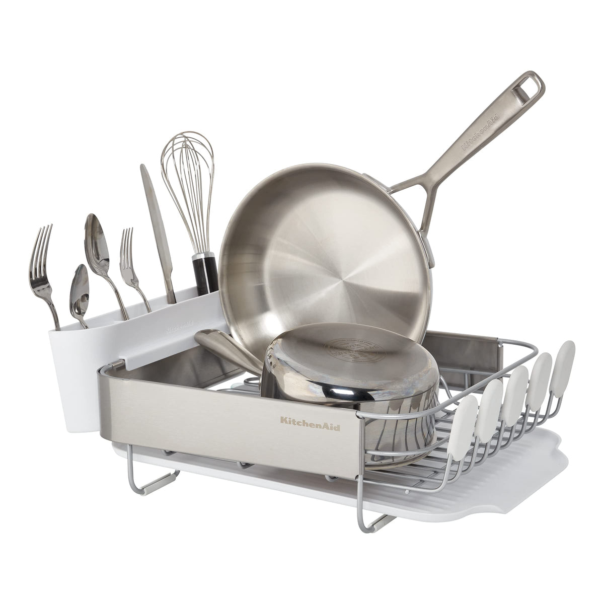 KitchenAid compact dish rack side view highlighting compact footprint