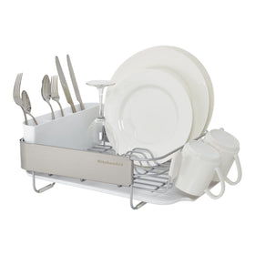 KitchenAid dish rack angled drainboard directing water into sink