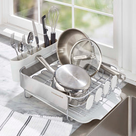 KitchenAid compact dish rack on countertop suitable for small kitchens