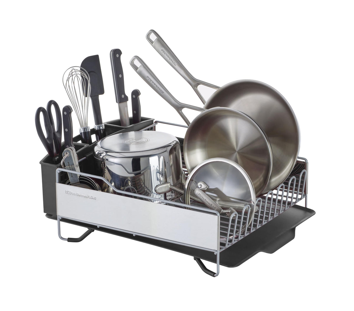 KitchenAid full-size dish rack with large capacity for plates and bowls, ideal for busy kitchens