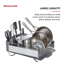 KitchenAid dish rack shows soft feet protecting countertops and preventing movement