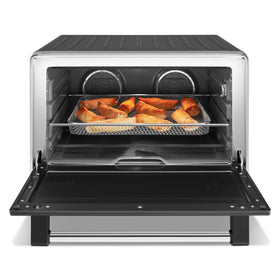 KitchenAid oven with grill rack highlights easy layering and browning.