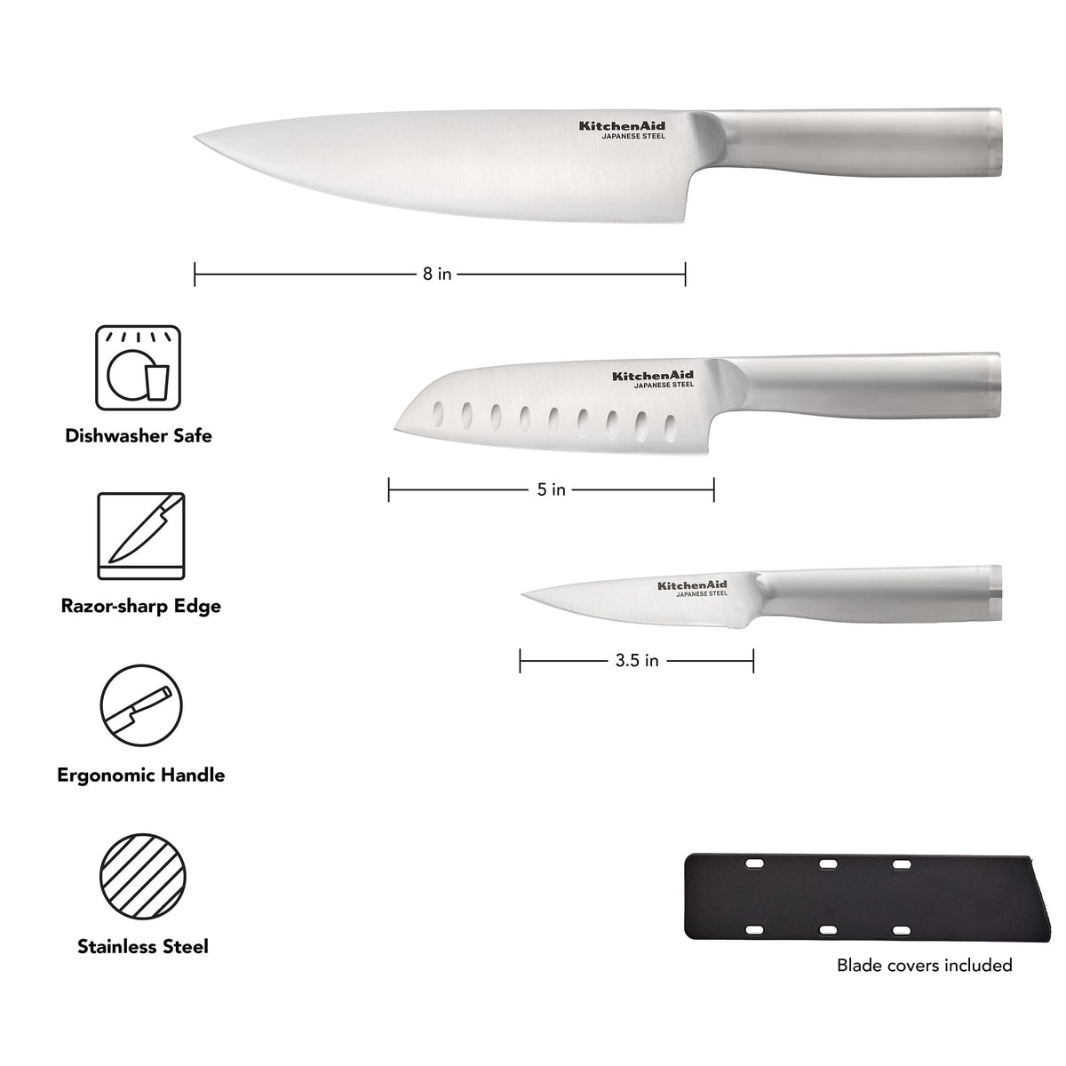 Ergonomic KitchenAid handle with brushed stainless steel finish for a comfortable grip