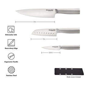Ergonomic KitchenAid handle with brushed stainless steel finish for a comfortable grip