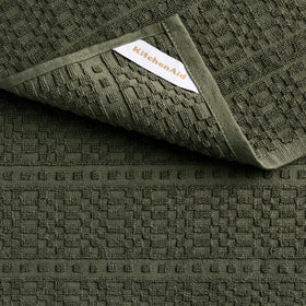 KitchenAid Evergreen terrycloth popcorn backing towel with soft texture and durability.