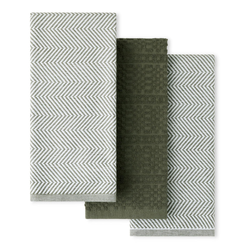 KitchenAid Evergreen oversized 18x28 towel showing absorbent design for busy kitchens.