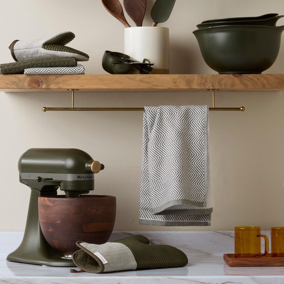 KitchenAid Evergreen vegan leather hanging loop for storage