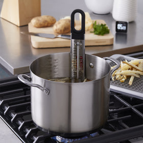 KitchenAid dual-scale on stainless steel for quick temperature checks.