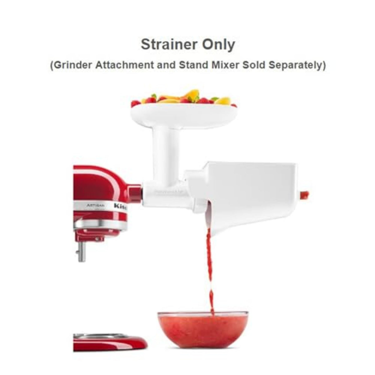 KitchenAid food pusher guides ingredients through the grinder for even results.